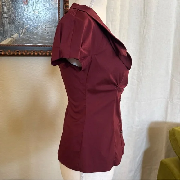 Vintage Prada 2009 Women’s Blouse Deep Burgundy Quiet Luxury Minimalist Sz 2 4 - Picture 6 of 12